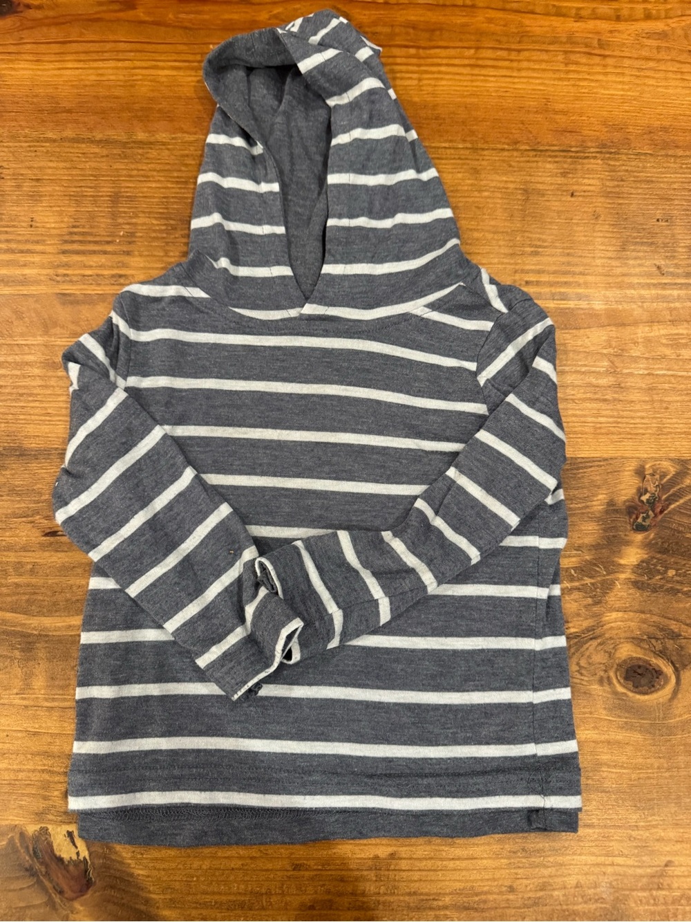 Striped Gray and White Hooded Pullover